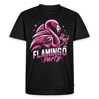 Flamant rose animal - T-shirt Premium bio Homme - noir - Devant - Nico (187cm)