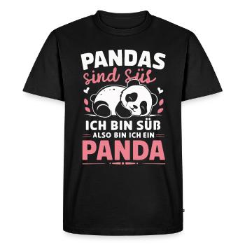 Panda Panda Ours Pandas - T-shirt Premium bio Homme - noir - Devant - Nico (187cm)