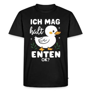 Canard colvert, canard, canard, canard sombre, oiseau - T-shirt Premium bio Homme - noir - Devant - Nico (187cm)