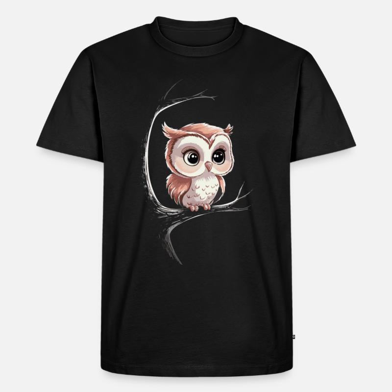 Nachteule Eule Eulen Vogel - Männer Premium Bio T-Shirt - Schwarz