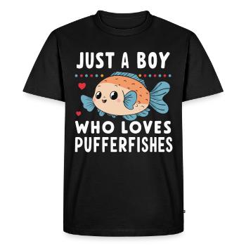 Poisson-globe, Poisson-globe, Poisson, Océan, Animal - T-shirt Premium bio Homme - noir - Devant - Nico (187cm)