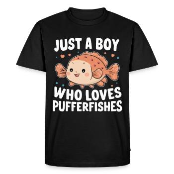 Poisson-globe, Poisson-globe, Poisson, Océan, Animal - T-shirt Premium bio Homme - noir - Devant - Nico (187cm)