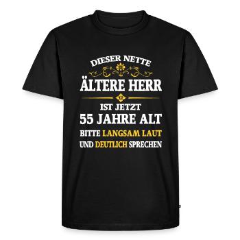 Anniversaire 55 ans ce mignon vieux monsieur - T-shirt Premium bio Homme - noir - Devant - Nico (187cm)