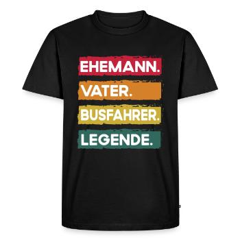 Mari Père Chauffeur de bus Légende Fête des pères - T-shirt Premium bio Homme - noir - Devant - Nico (187cm)