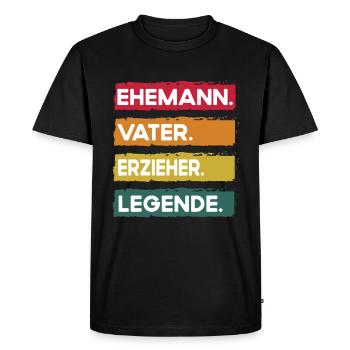 Husband Father Educator Legend Father's Day - Men's Premium Organic T-Shirt - black - Front - Nico (187cm)