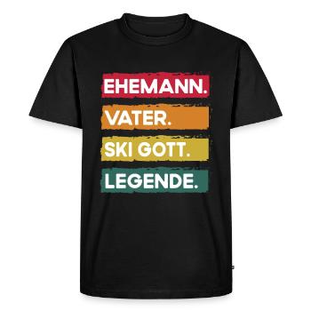 Husband Father Skier Legend Father's Day - Men's Premium Organic T-Shirt - black - Front - Nico (187cm)