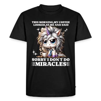 matin grouch café drôle dicton licorne - T-shirt Premium bio Homme - noir - Devant - Nico (187cm)