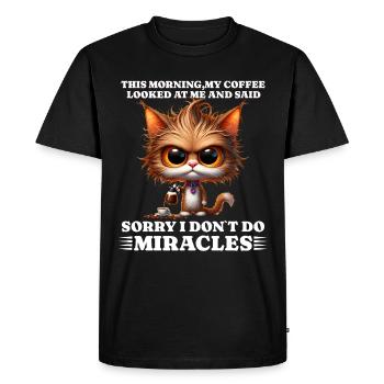 Morning grouch coffee funny saying cat - Men's Premium Organic T-Shirt - black - Front - Nico (187cm)
