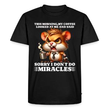 morning grouch coffee funny saying hamster - Men's Premium Organic T-Shirt - black - Front - Nico (187cm)