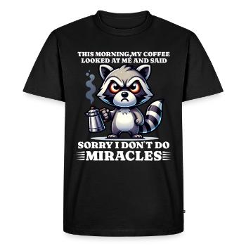 morning grouch coffee funny saying sloth - Men's Premium Organic T-Shirt - black - Front - Nico (187cm)