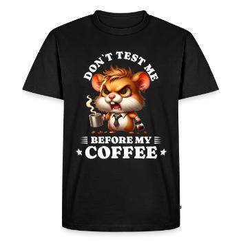 Café du matin anti lève-tôt hamster - T-shirt Premium bio Homme - noir - Devant - Nico (187cm)