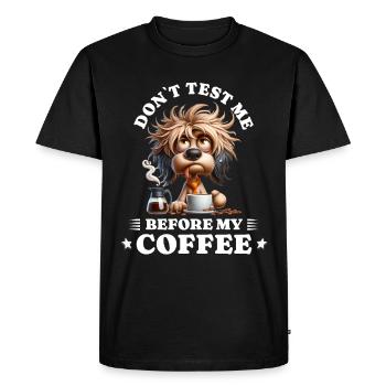 Matin grouch café anti lève-tôt chien - T-shirt Premium bio Homme - noir - Devant - Nico (187cm)