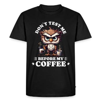Café du matin anti hibou lève-tôt - T-shirt Premium bio Homme - noir - Devant - Nico (187cm)