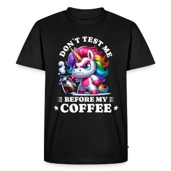 Licorne Morning grouch coffee anti lève-tôt - T-shirt Premium bio Homme - noir - Devant - Nico (187cm)