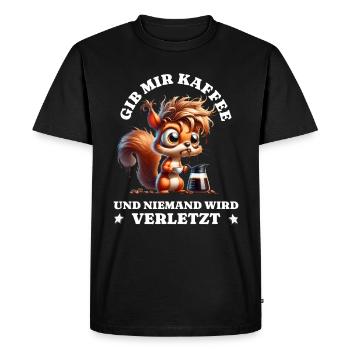 Morning grouch Give me coffee funny squirrel - Men's Premium Organic T-Shirt - black - Front - Nico (187cm)