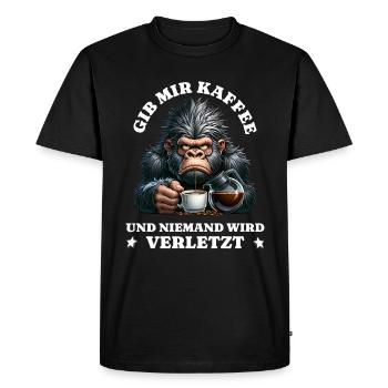 Morning grouch Give me coffee funny gorilla - Men's Premium Organic T-Shirt - black - Front - Nico (187cm)