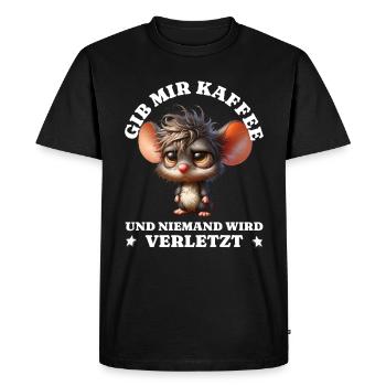 Morning grouch Donne-moi du café souris drôle - T-shirt Premium bio Homme - noir - Devant - Nico (187cm)