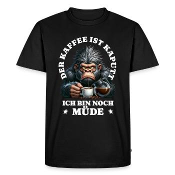 Morning grouch coffee is broken funny gorilla - Men's Premium Organic T-Shirt - black - Front - Nico (187cm)