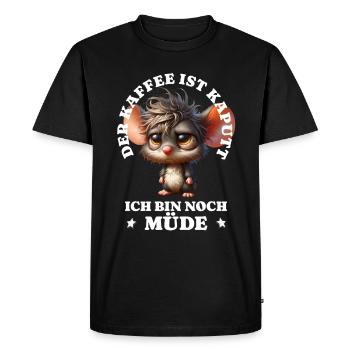 Le café du matin est cassé souris drôle - T-shirt Premium bio Homme - noir - Devant - Nico (187cm)