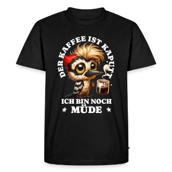 Morning grouch coffee is broken funny bird - Men's Premium Organic T-Shirt - black - Front - Nico (187cm)