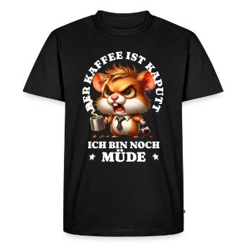 Morning grouch coffee is broken funny hamster - Men's Premium Organic T-Shirt - black - Front - Nico (187cm)