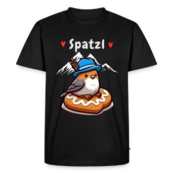 Bayern Spatzl Blue-White Mountains Gingerbread Heart Funny - Men's Premium Organic T-Shirt - black - Front - Nico (187cm)