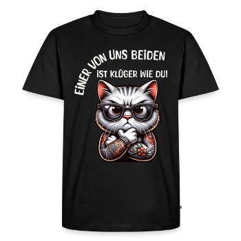 Drôle L’un de nous est plus intelligent que toi - T-shirt Premium bio Homme - noir - Devant - Nico (187cm)