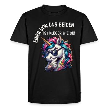 Drôle L’un de nous est plus intelligent que toi - T-shirt Premium bio Homme - noir - Devant - Nico (187cm)