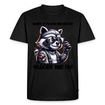 Drôle L’un de nous est plus intelligent que toi - T-shirt Premium bio Homme - noir - Devant - Nico (187cm)