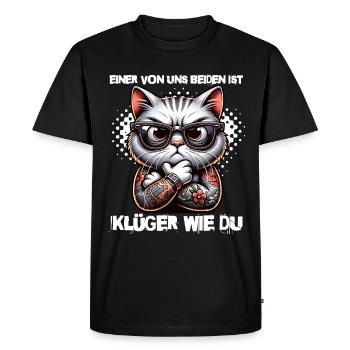 Drôle L’un de nous est plus intelligent que toi - T-shirt Premium bio Homme - noir - Devant - Nico (187cm)