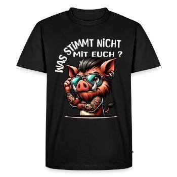 Je déteste les gens - Qu’est-ce qui ne va pas chez toi - T-shirt Premium bio Homme - noir - Devant - Nico (187cm)