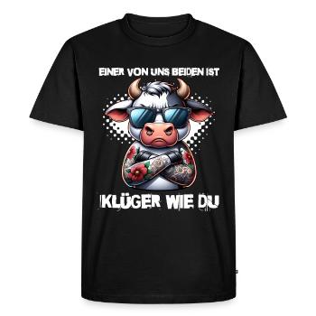 Drôle L’un de nous est plus intelligent que toi - T-shirt Premium bio Homme - noir - Devant - Nico (187cm)