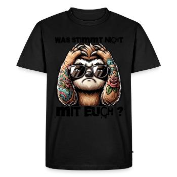 Je déteste les gens - Qu’est-ce qui ne va pas chez toi - T-shirt Premium bio Homme - noir - Devant - Nico (187cm)