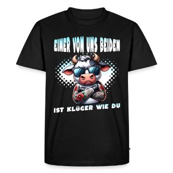 Drôle L’un de nous est plus intelligent que toi - T-shirt Premium bio Homme - noir - Devant - Nico (187cm)