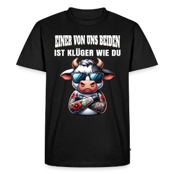 Drôle L’un de nous est plus intelligent que toi - T-shirt Premium bio Homme - noir - Devant - Nico (187cm)