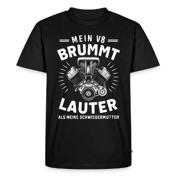 Moteur V8 8 cylindre cylindrée Tuning de voiture tuner - T-shirt Premium bio Homme - noir - Devant - Nico (187cm)