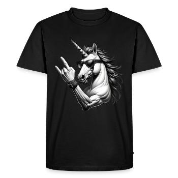 Music Festival Rock Unicorn Rock n Roll - Men's Premium Organic T-Shirt - black - Front - Nico (187cm)