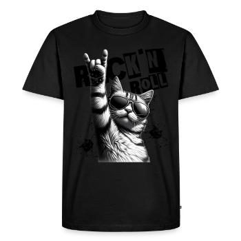 Festival de musique Rock Cat Rock n Roll - T-shirt Premium bio Homme - noir - Devant - Nico (187cm)