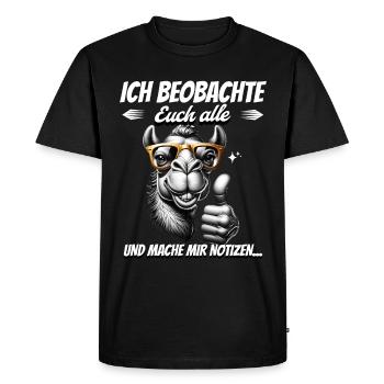 Je vous surveille tous et je prends des notes - T-shirt Premium bio Homme - noir - Devant - Nico (187cm)