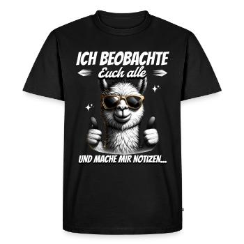 Je vous surveille tous et je prends des notes - T-shirt Premium bio Homme - noir - Devant - Nico (187cm)