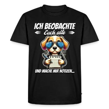 Je vous surveille tous et je prends des notes - T-shirt Premium bio Homme - noir - Devant - Nico (187cm)