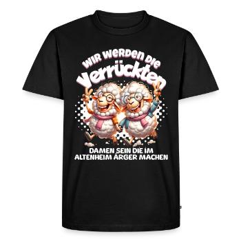 Funny sheep make trouble BFF - Men's Premium Organic T-Shirt - black - Front - Nico (187cm)