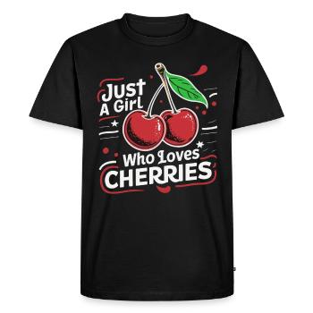 Cherries Cherries Fruits Food - Men's Premium Organic T-Shirt - black - Front - Nico (187cm)