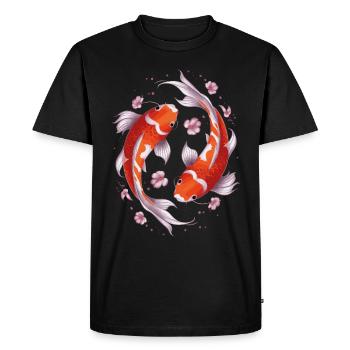 Koi Poisson Carpe Japon Chine Poisson - T-shirt Premium bio Homme - noir - Devant - Nico (187cm)