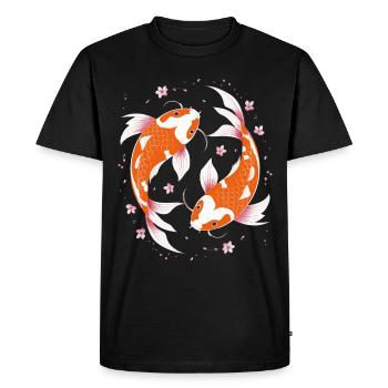 Koi Poisson Carpe Japon Chine Poisson - T-shirt Premium bio Homme - noir - Devant - Nico (187cm)
