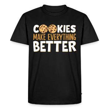 Cookies Biscuits Biscuits Biscuits Chocolat - T-shirt Premium bio Homme - noir - Devant - Nico (187cm)