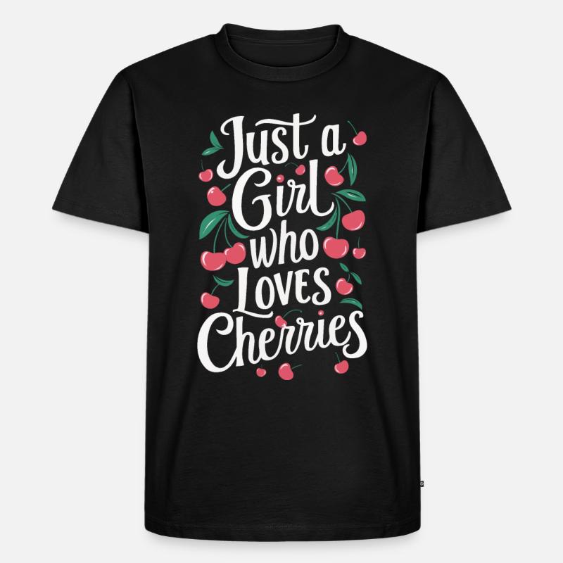 Kirsche Kirschen Früchte Essen - Männer Premium Bio T-Shirt - Schwarz