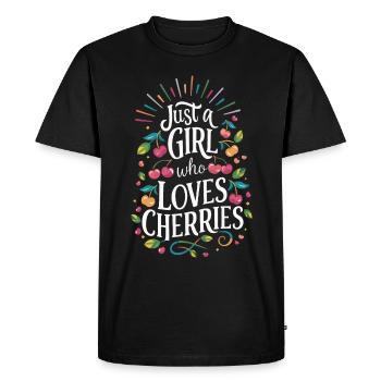 Cherries Cherries Fruits Food - Men's Premium Organic T-Shirt - black - Front - Nico (187cm)
