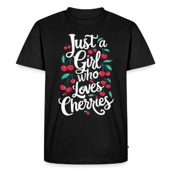 Cherries Cherries Fruits Food - Men's Premium Organic T-Shirt - black - Front - Nico (187cm)