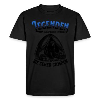 Legends don't age, they go camping - Men's Premium Organic T-Shirt - black - Front - Nico (187cm)